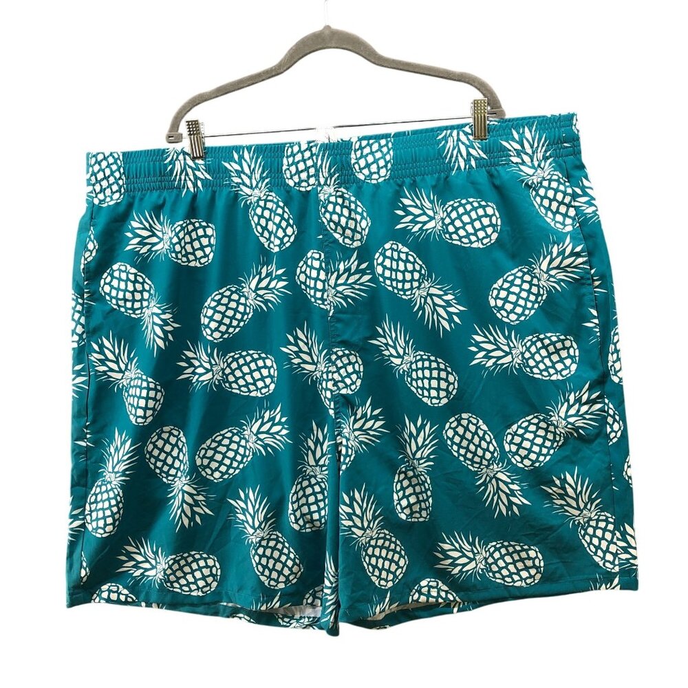 NWT Brisira Swim Trunks Mens 3XL‎ (50) Teal Pineapple Print Swim Shorts